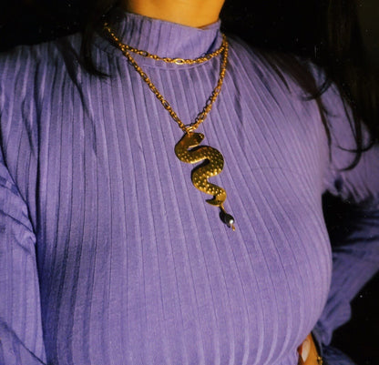 Handmade Brass Serpent Necklace: Ancient Greek Medusa Snake Pendant