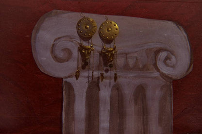 Minotaur Earrings: Handmade Brass Bull Head, Ancient Greek Jewelry