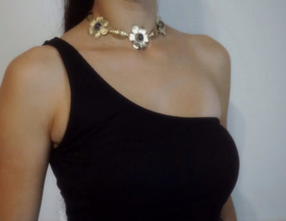 Gaya Flowers Choker with Amethyst Gemstones: Ancient Goddess Jewelry