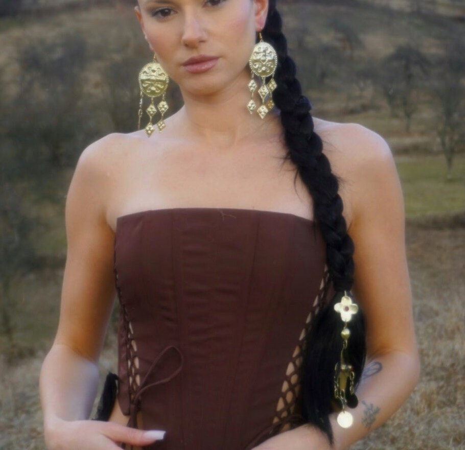Mokosa Brass Earrings: Slavic Goddess Amulets, Viking Jewelry