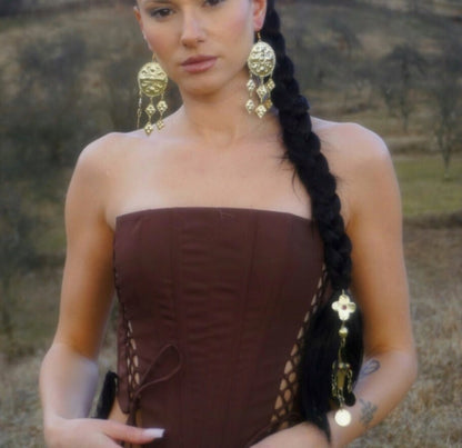 Mokosa Brass Earrings: Slavic Goddess Amulets, Viking Jewelry