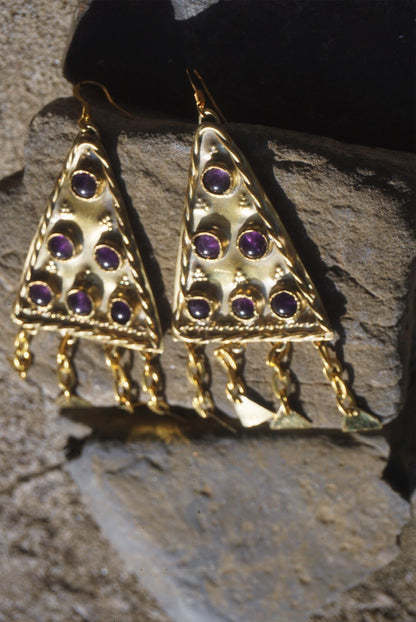 Zerynthia Earrings: Brass Amethyst Sarmatian Adornments