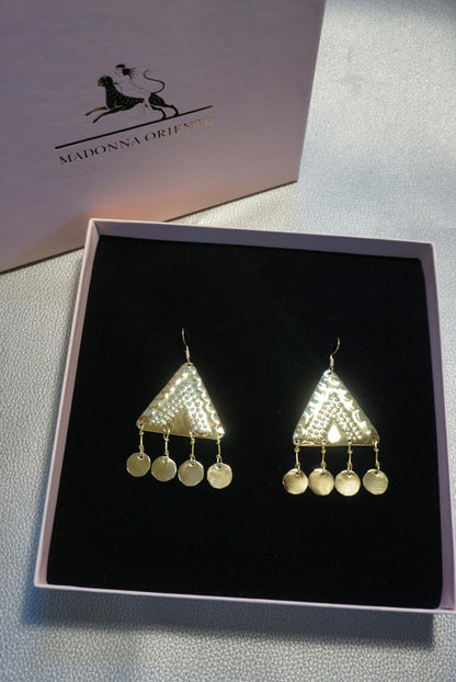 Ethnic Handcrafted Brass Earrings : Oriental Gypsy Jewelry