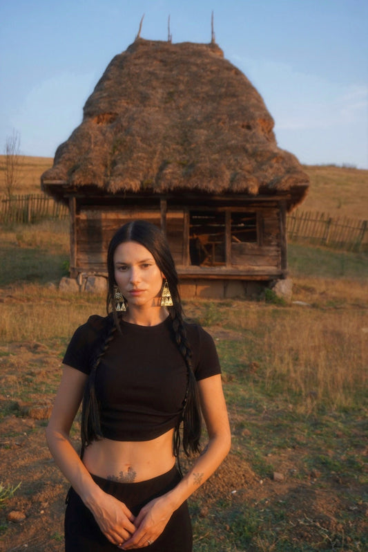 Zorya Brass Slavic Earrings: Medieval Amulets