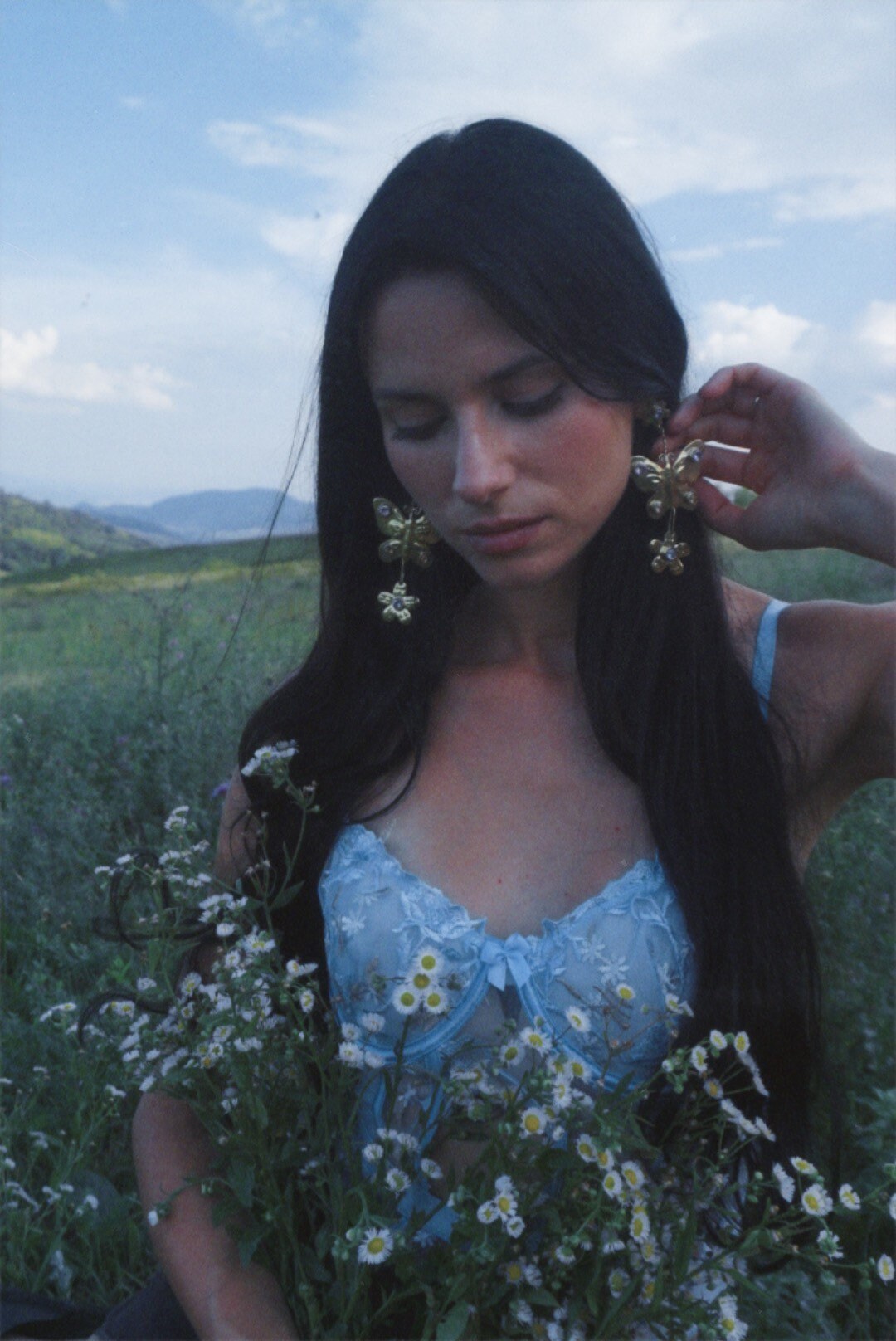 Butterfly Maiden Earrings: Fairycore Dangle Earrings, Fairy floral Jewelry with zircons