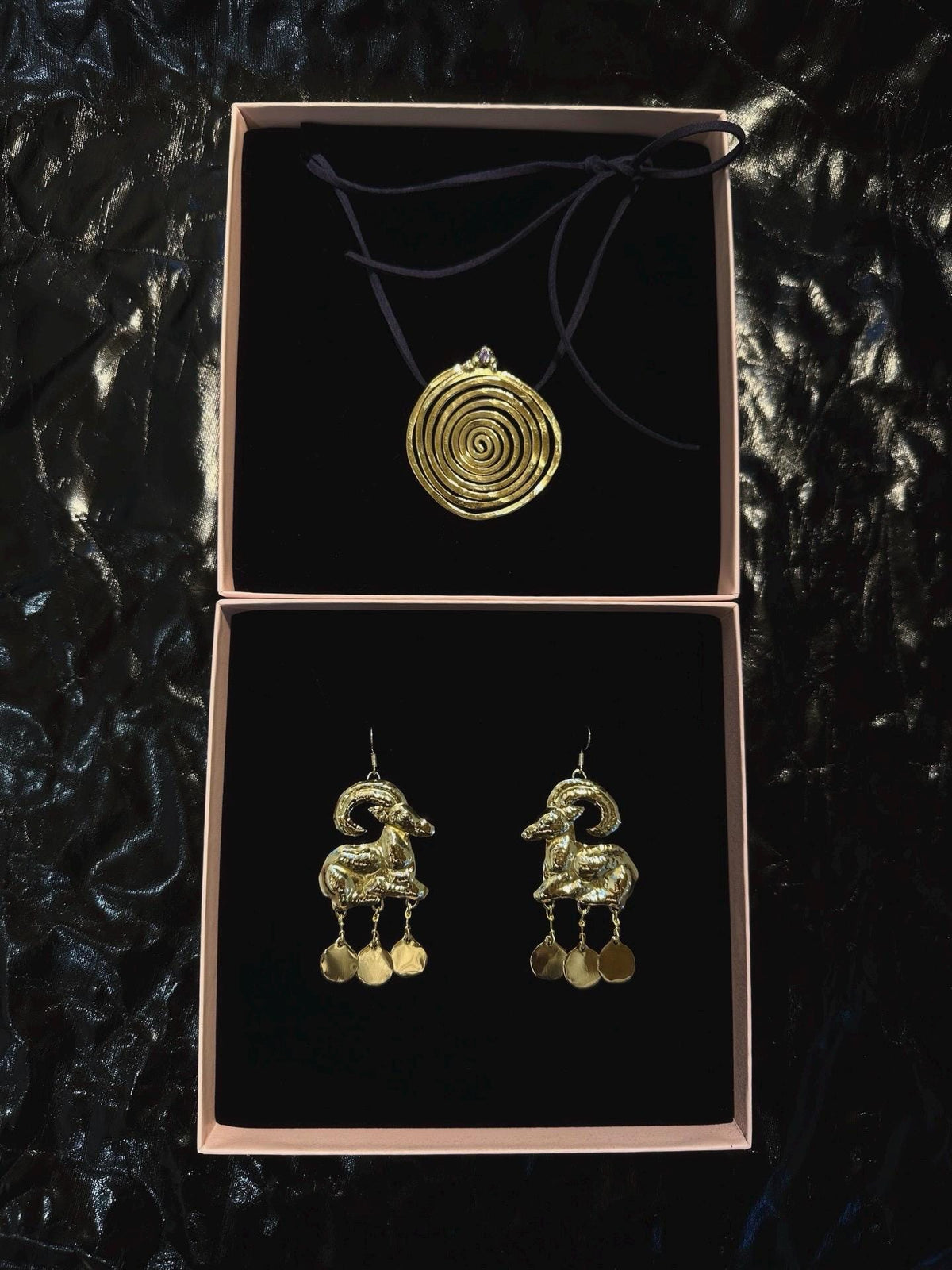 Minoan Goat Earrings: Handmade Brass Statement Jewelry
