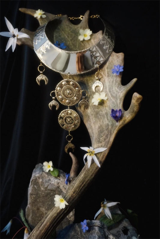 Bronze Age II Shields Statement Necklace: Nordic Viking Goddess Jewelry