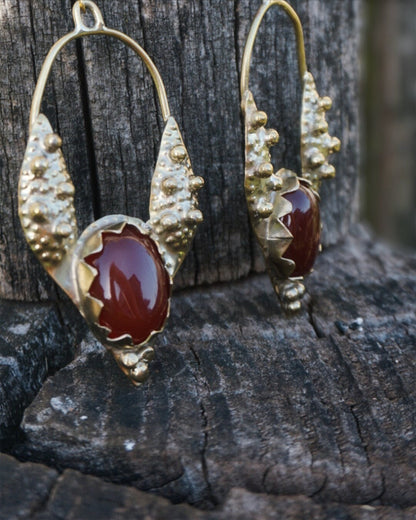 Mandukhai Agate Brass Earrings: Mongolian Silk Road Jewelry