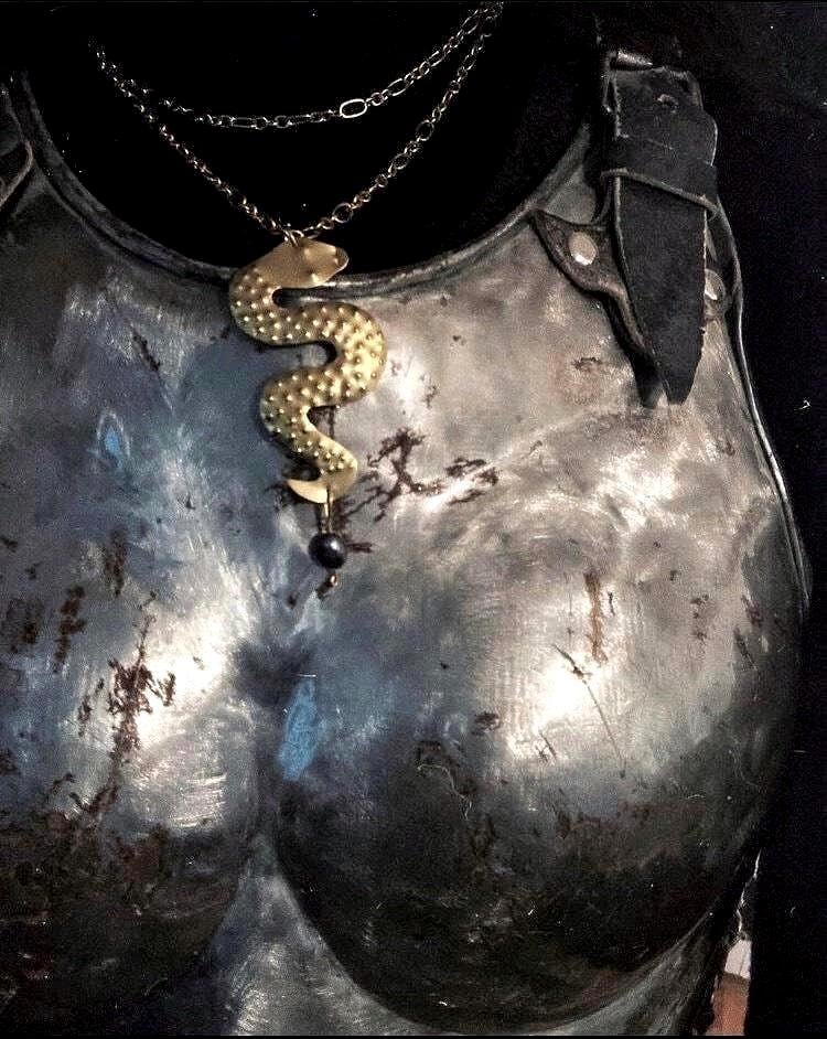 Handmade Brass Serpent Necklace: Ancient Greek Medusa Snake Pendant