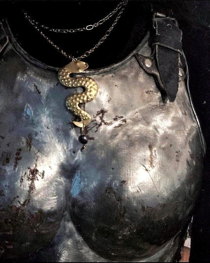 Handmade Brass Serpent Necklace: Ancient Greek Medusa Snake Pendant
