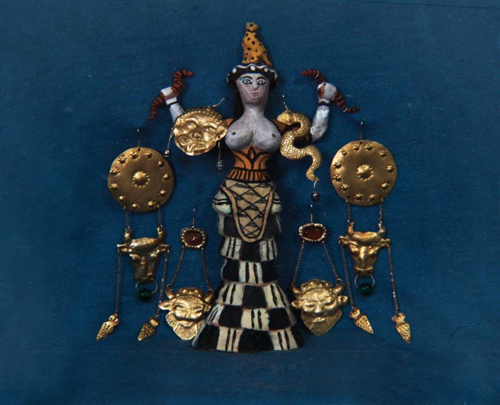 Handmade Brass Gorgon Medusa Earrings: Snake Amulet Jewelry
