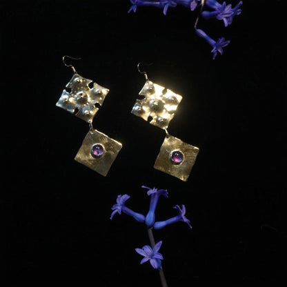Medieval Diamond Yara Earrings: Amethyst Witchy Jewelry
