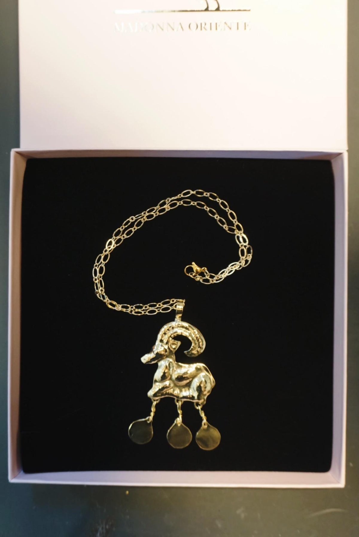 Minoan Goat Pendant : Handmade Brass Statement Ancient Necklace