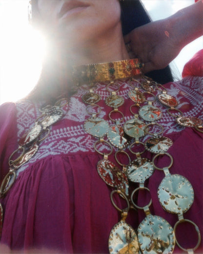 Moryana Handmade Brass Necklace: Statement Goddess Necklace Bold, Ethnic Traditional Jewelry, Slavic Adornments