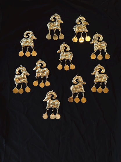 Minoan Goat Pendant : Handmade Brass Statement Ancient Necklace