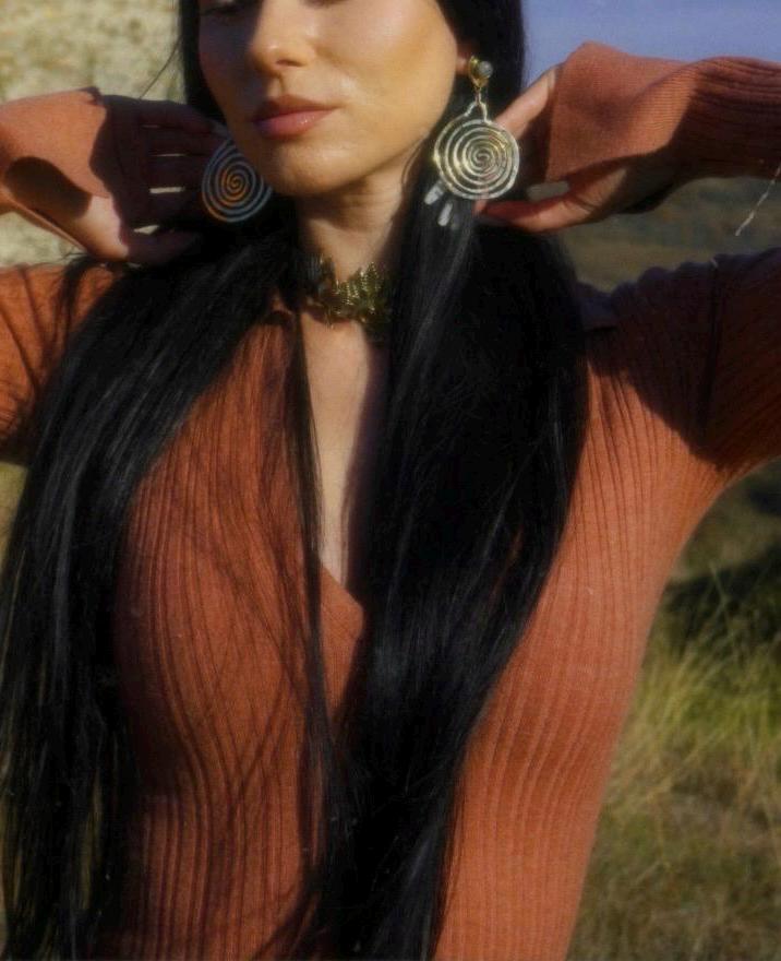 Ondina Brass Spiral Earrings: Moonstone Wave Jewelry