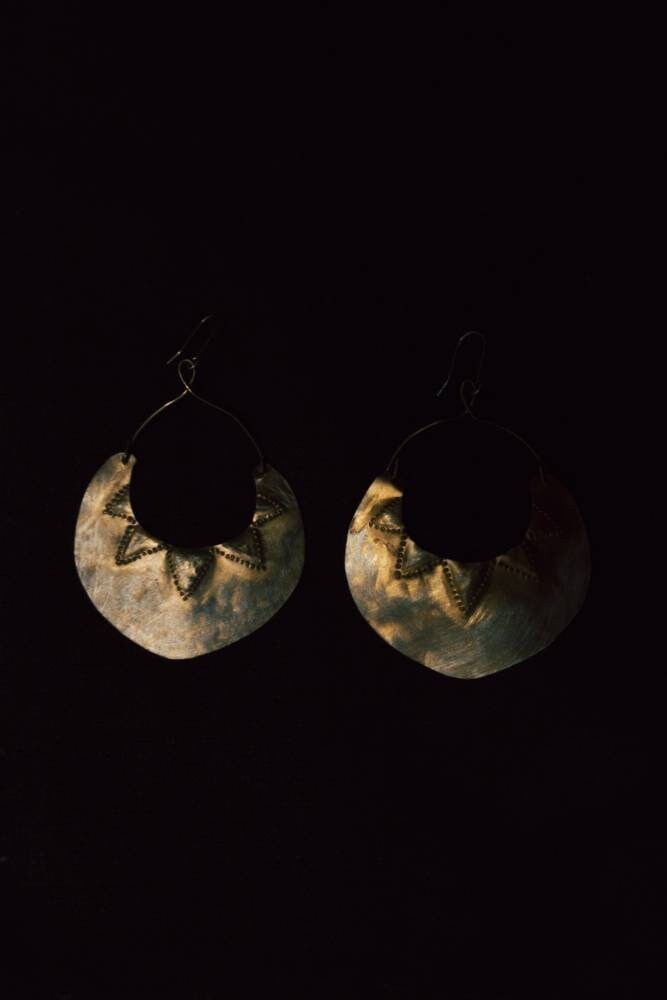 Ognyena Slavic Fire Goddess: Handmade Brass Ethnic Earrings