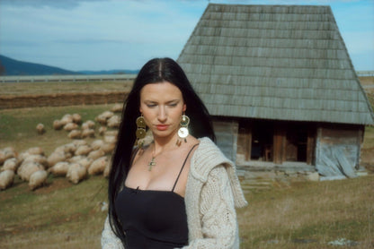 Vesna Earrings: Handcrafted Brass Slavic Goddess Jewelry