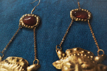Satyr Face Earrings: Handmade Brass Ancient Greek Jewelry