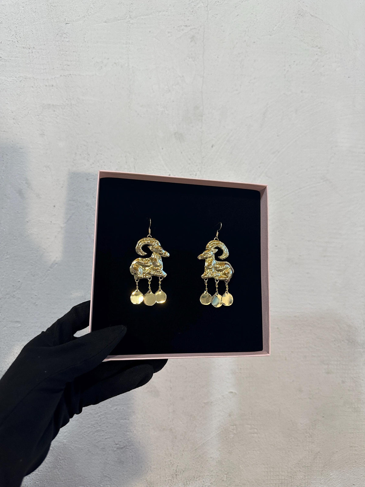 Minoan Goat Earrings: Handmade Brass Statement Jewelry