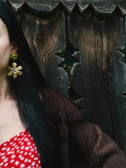 Áine Earrings:  Fairycore Dangle Earrings, Statement Boho Floral Jewelry