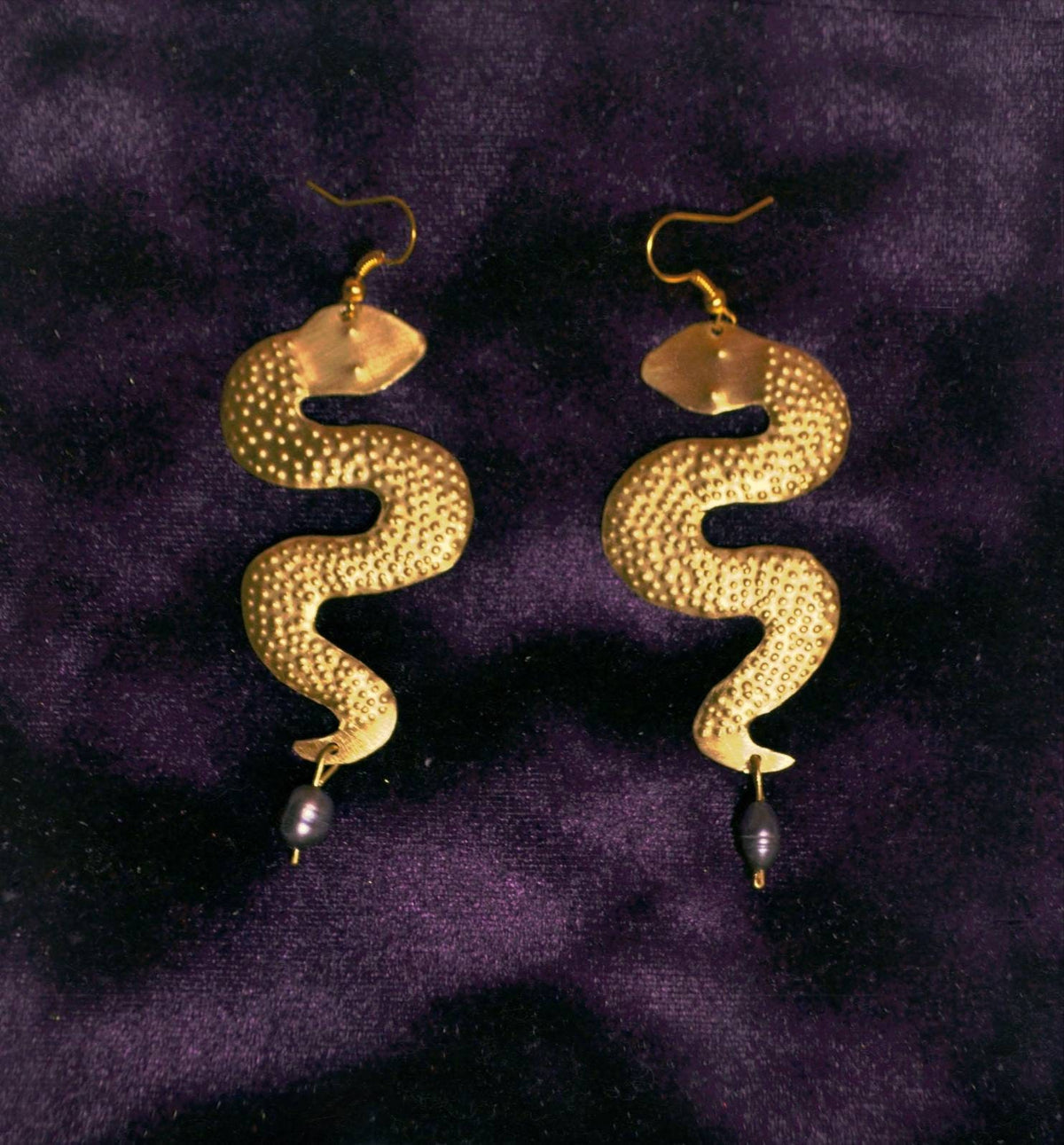 Handmade Brass Serpent Earrings: Ancient Greek Medusa Jewelry