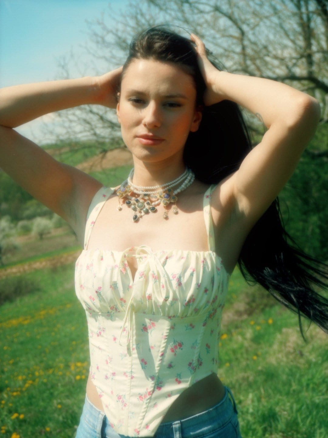 Byzantius & Leofflaed Handmade Necklaces Set: Beaded Pearl Gemstone Choker, Reinassance Jewelry