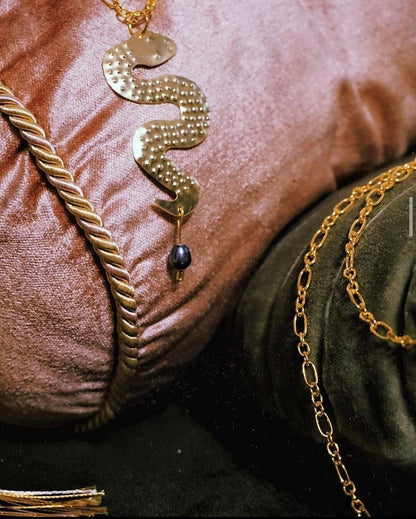 Handmade Brass Serpent Necklace: Ancient Greek Medusa Snake Pendant