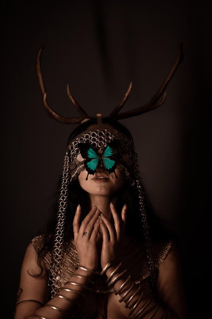 Beltane Deer Antler Headpiece: Pagan Shaman Horn Crown Ritual Headdress (PRE-ORDER)