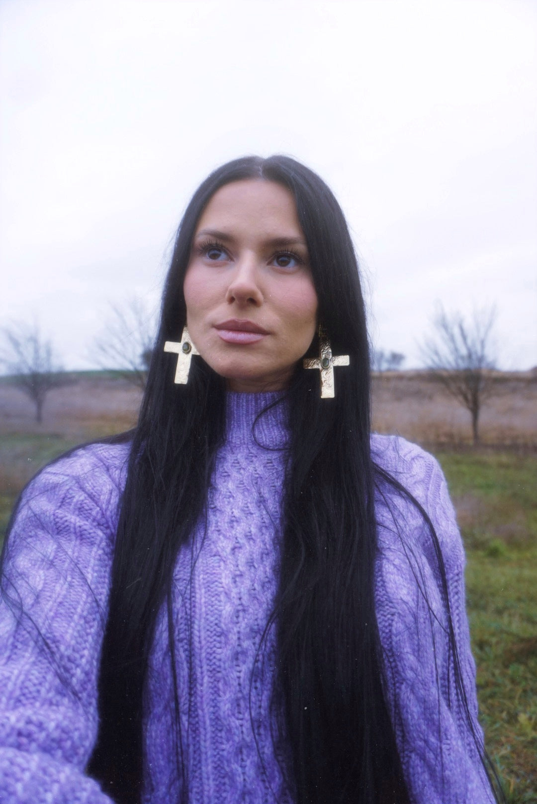 Wulfflaed Cross Earrings: Medieval Peridot Amulets