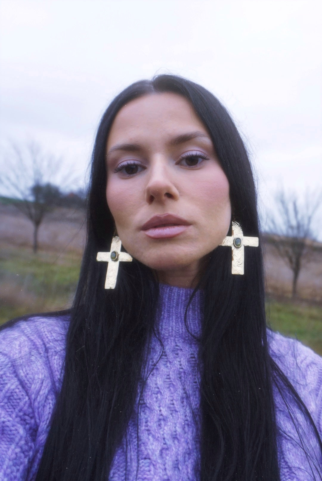 Wulfflaed Cross Earrings: Medieval Peridot Amulets