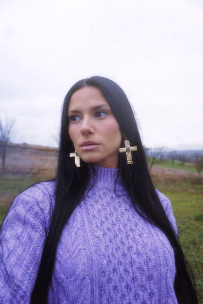 Wulfflaed Cross Earrings: Medieval Peridot Amulets