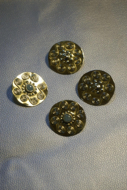 Egtved III Earrings: Nordic Archaeological Inspired Jewelry, Aquamarine Shield Earrings