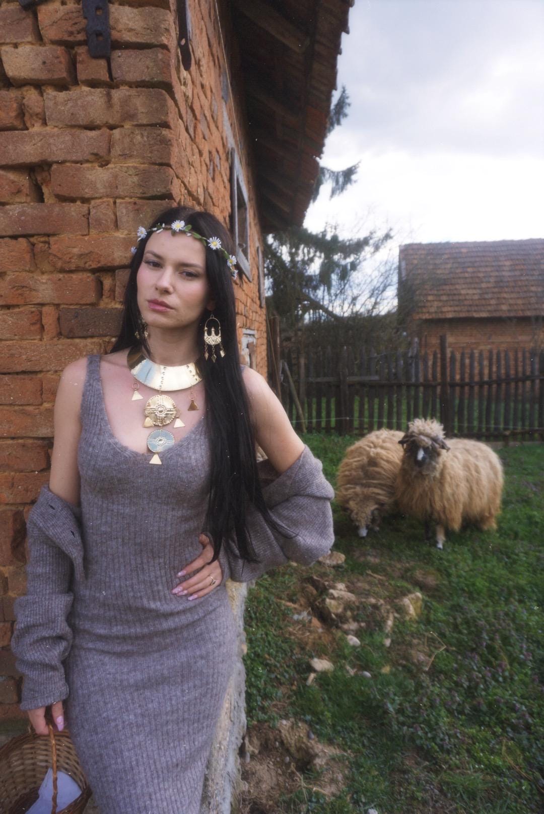 Bronze Age Shield Necklace: Handmade Brass Viking Collar Costume Statement Necklace