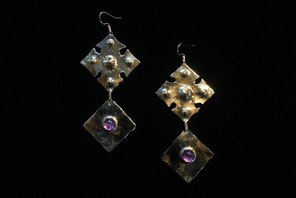 Medieval Diamond Yara Earrings: Amethyst Witchy Jewelry