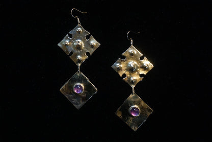 Medieval Diamond Yara Earrings: Amethyst Witchy Jewelry