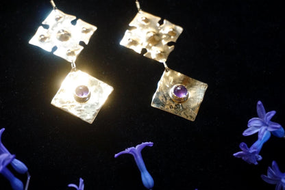 Medieval Diamond Yara Earrings: Amethyst Witchy Jewelry