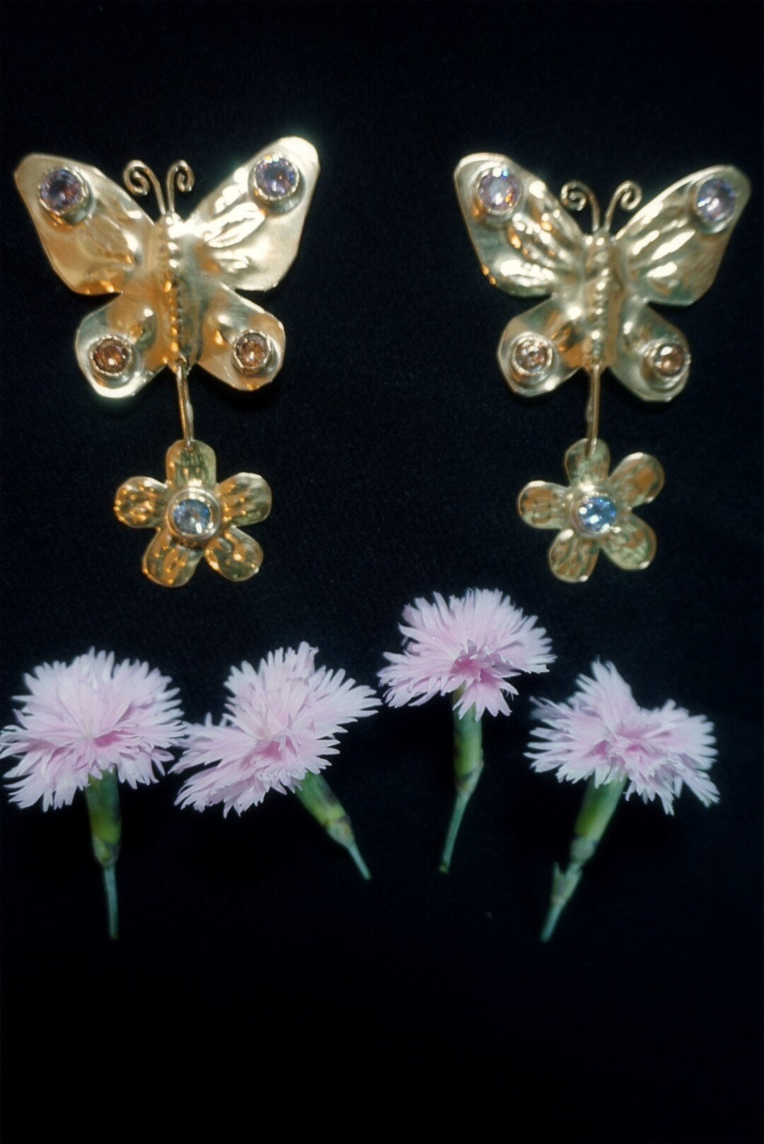 Butterfly Maiden Hair Pins: Brass Fairy Hair Clip with Cubic Zirconia