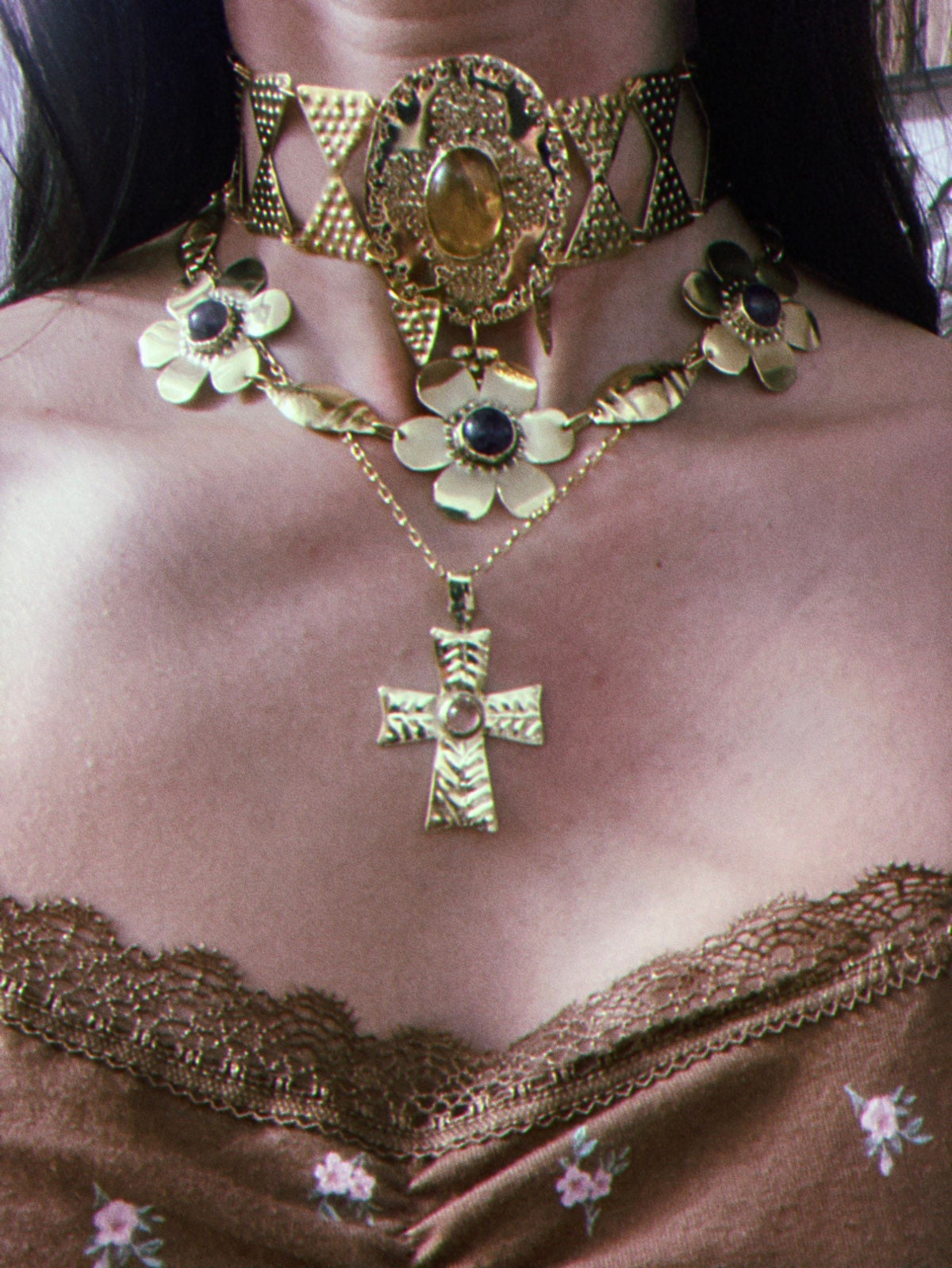 Sól Brass Citrine Choker: Nordic Bronze Age Goddess Necklace (PRE-ORDER)