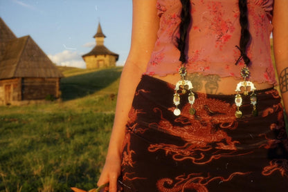 Moonflower Amethyst & Agate Hair Pins: Central Asia Tribal Braid Jewelry