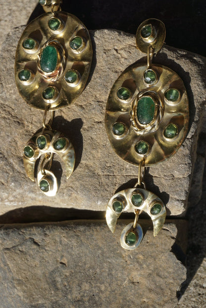 Jade Brass Api Earrings: Scythian Goddess Amulets (PRE-ORDER ITEM)