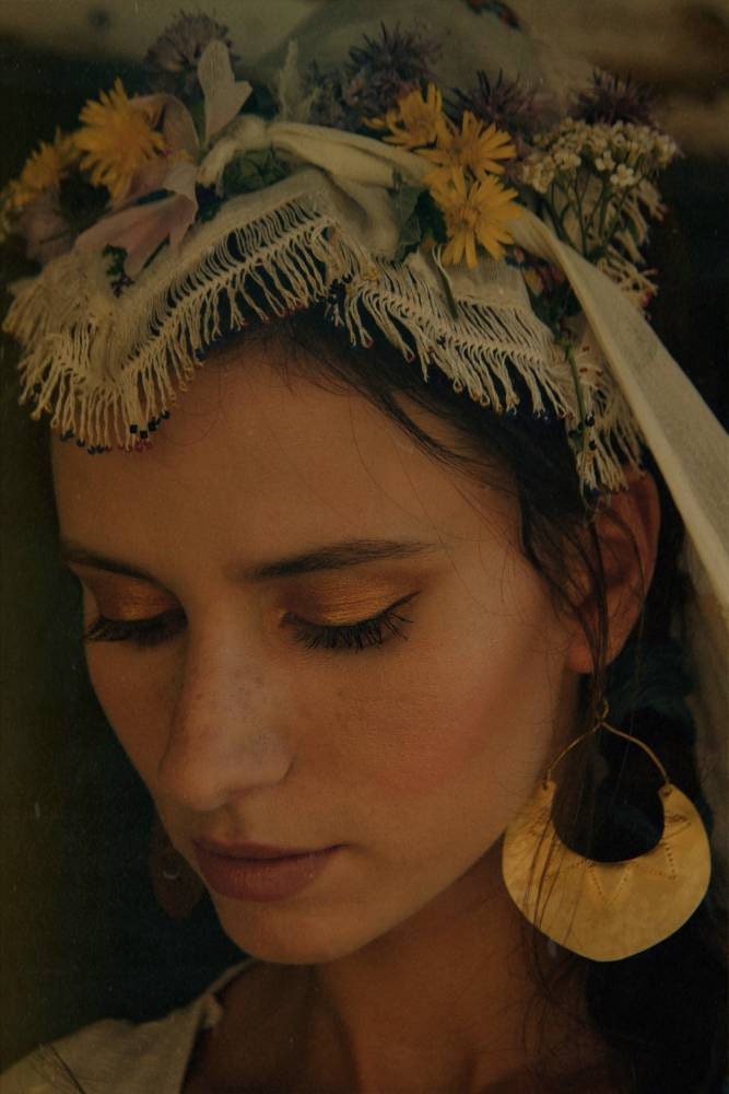 Ognyena Slavic Fire Goddess: Handmade Brass Ethnic Earrings