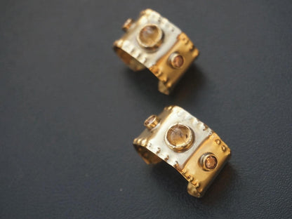Zarnitsa Brass Hair Braid Beads: Hair Jewelry with Citrine & Zircon (Set of 2)
