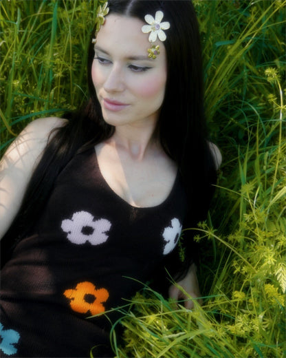 Áine Flower Hair Pins: Brass Fairycore Hair Clips with Cubic Zirconia