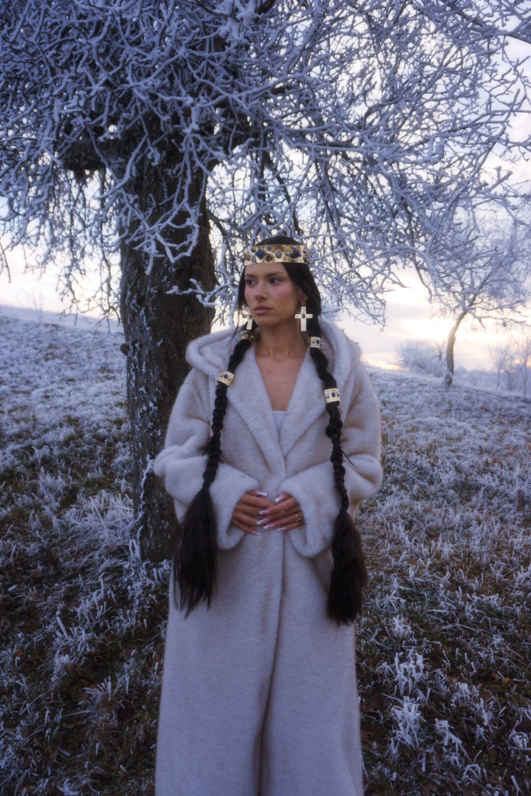 Brunhilda Medieval Crown: Historical Gemstone Headpiece,Winter Goddess Jewelry (PRE-ORDER)