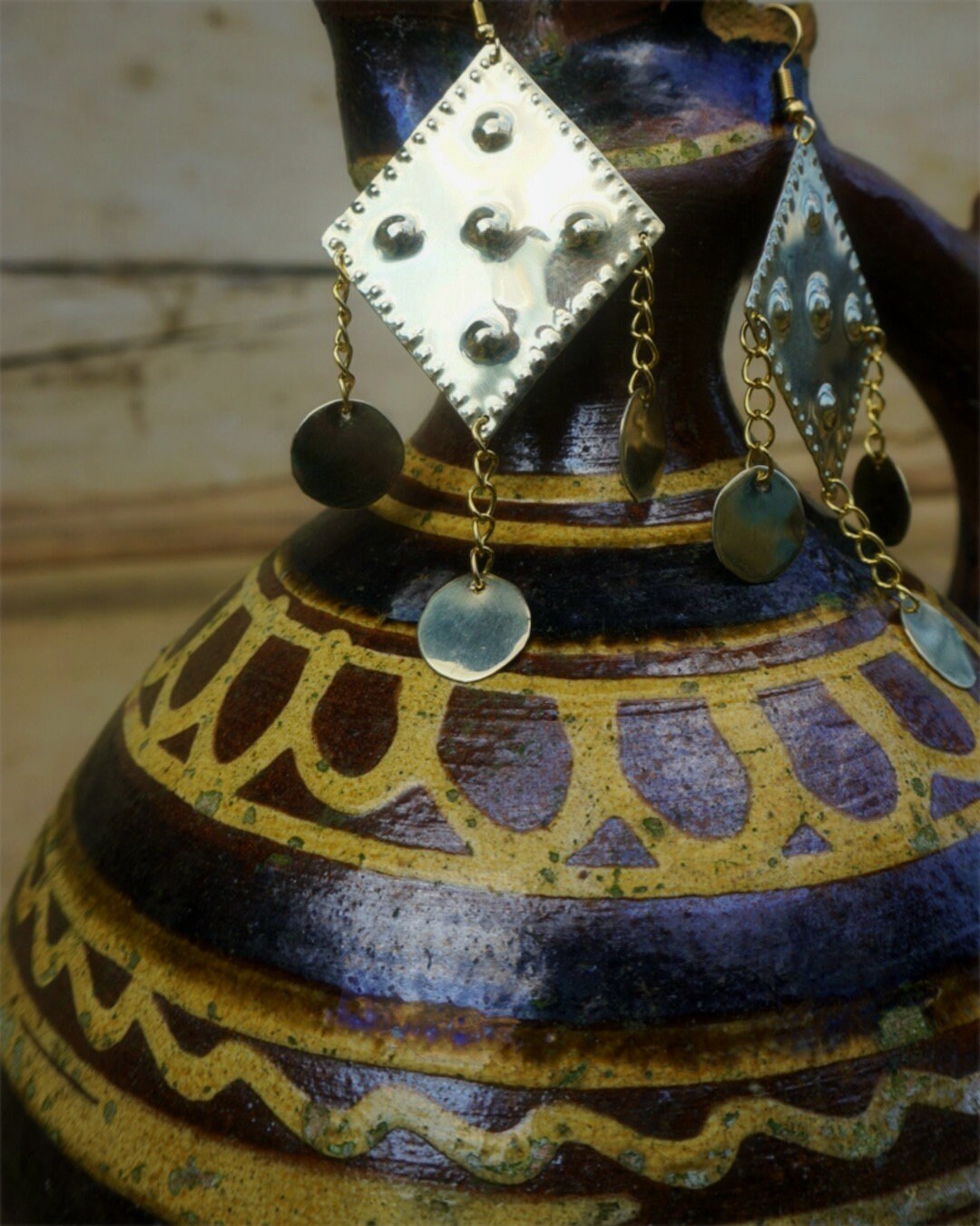 Draha Brass Earrings: Slavic Viking Medieval Amulets