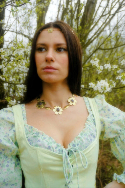 Gaya Flowers Choker with Amethyst Gemstones: Ancient Goddess Jewelry