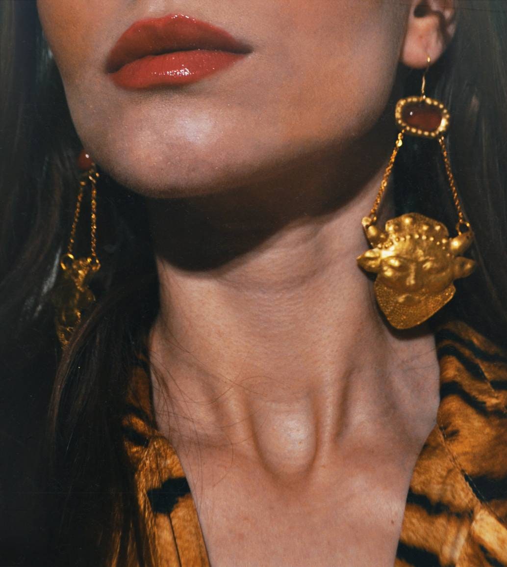 Satyr Face Earrings: Handmade Brass Ancient Greek Jewelry