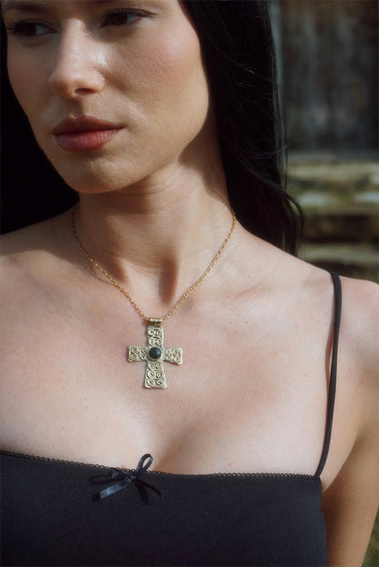 Gyda Cross Pendant: Medieval Byzantine Necklace, Antique Orthodox Cross