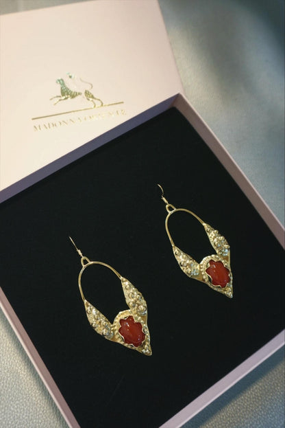 Mandukhai Agate Brass Earrings: Mongolian Silk Road Jewelry